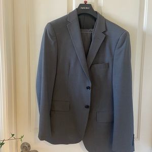 Angelo Rossi Performance Stretch Micro Tech Gray 3 Piece Suit 40R Waist 34